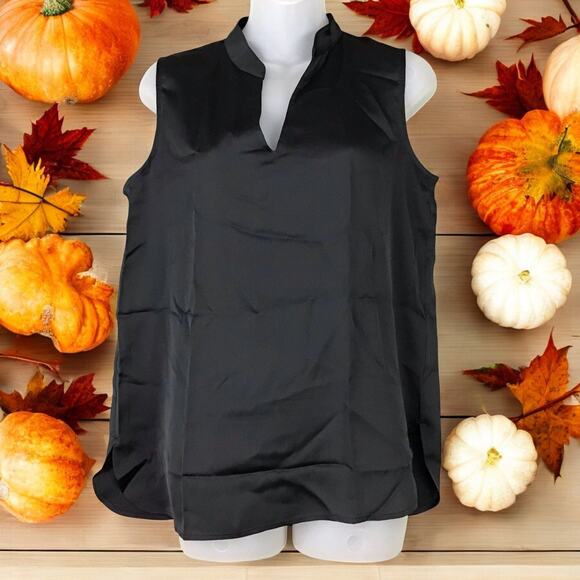 Anne Klein Womens Small Black Sleeveless V-Neck Top Pullover Sheer NWT - Picture 8 of 10